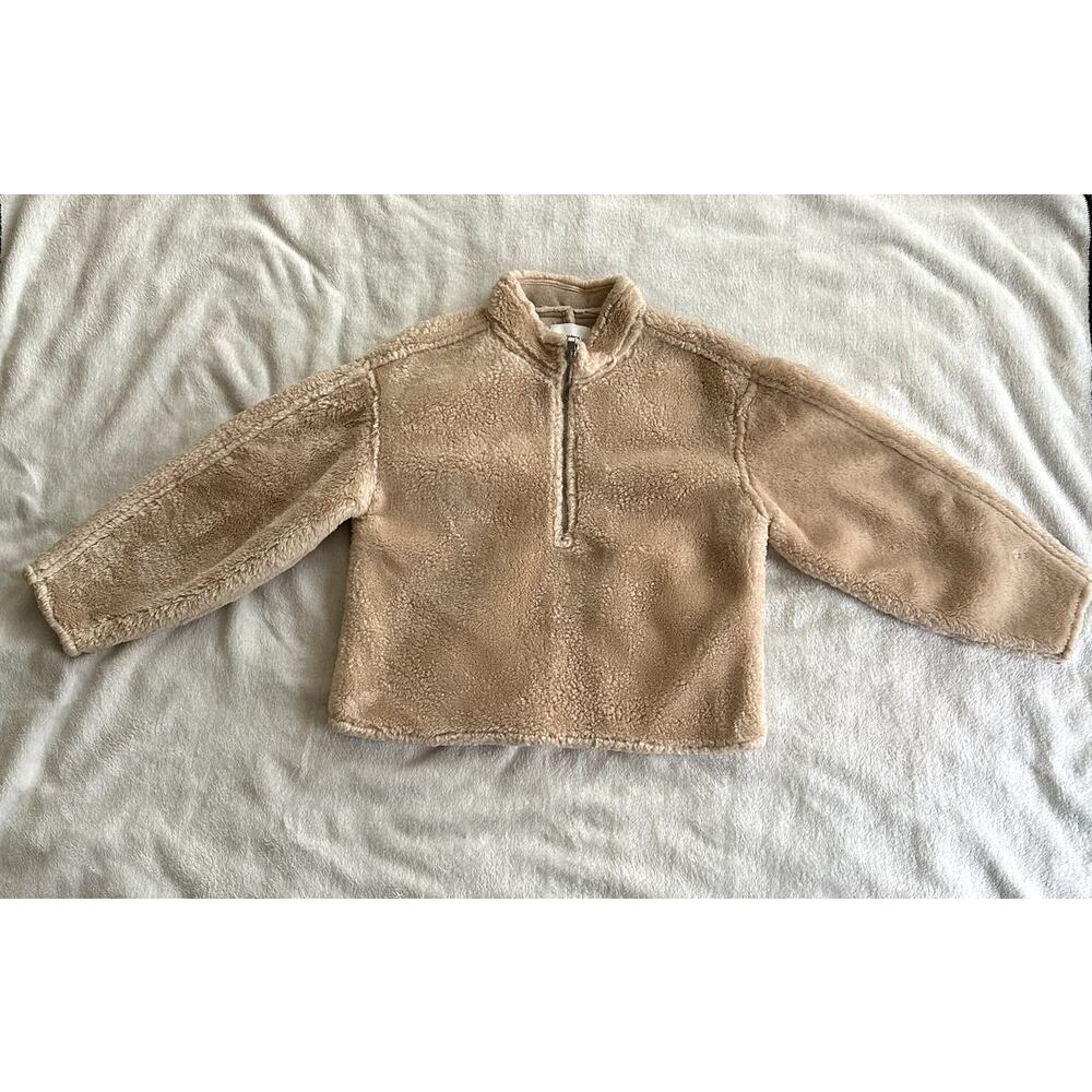 Jason Wu Beige Sherpa Half Zip Pullover - Size Small Petite
